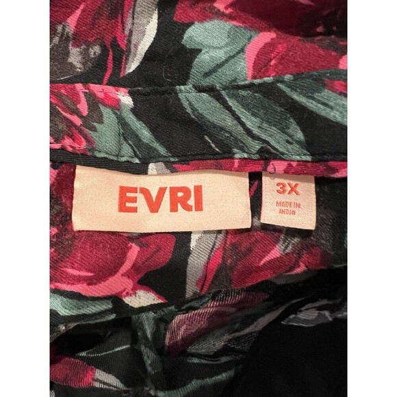 EVRI Long Floral Shirt Dress Rayon Stretch Waist Plus Size 3X - Picture 7 of 9
